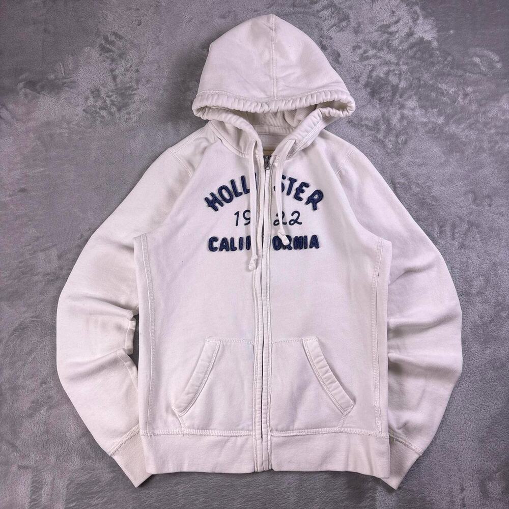 Vintage Hollister Hoodie Women’s Large White Full Zip 1922 California Applique